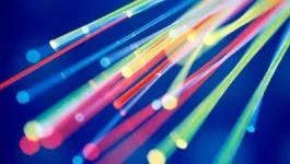 Close up of illuminated optical fibers
